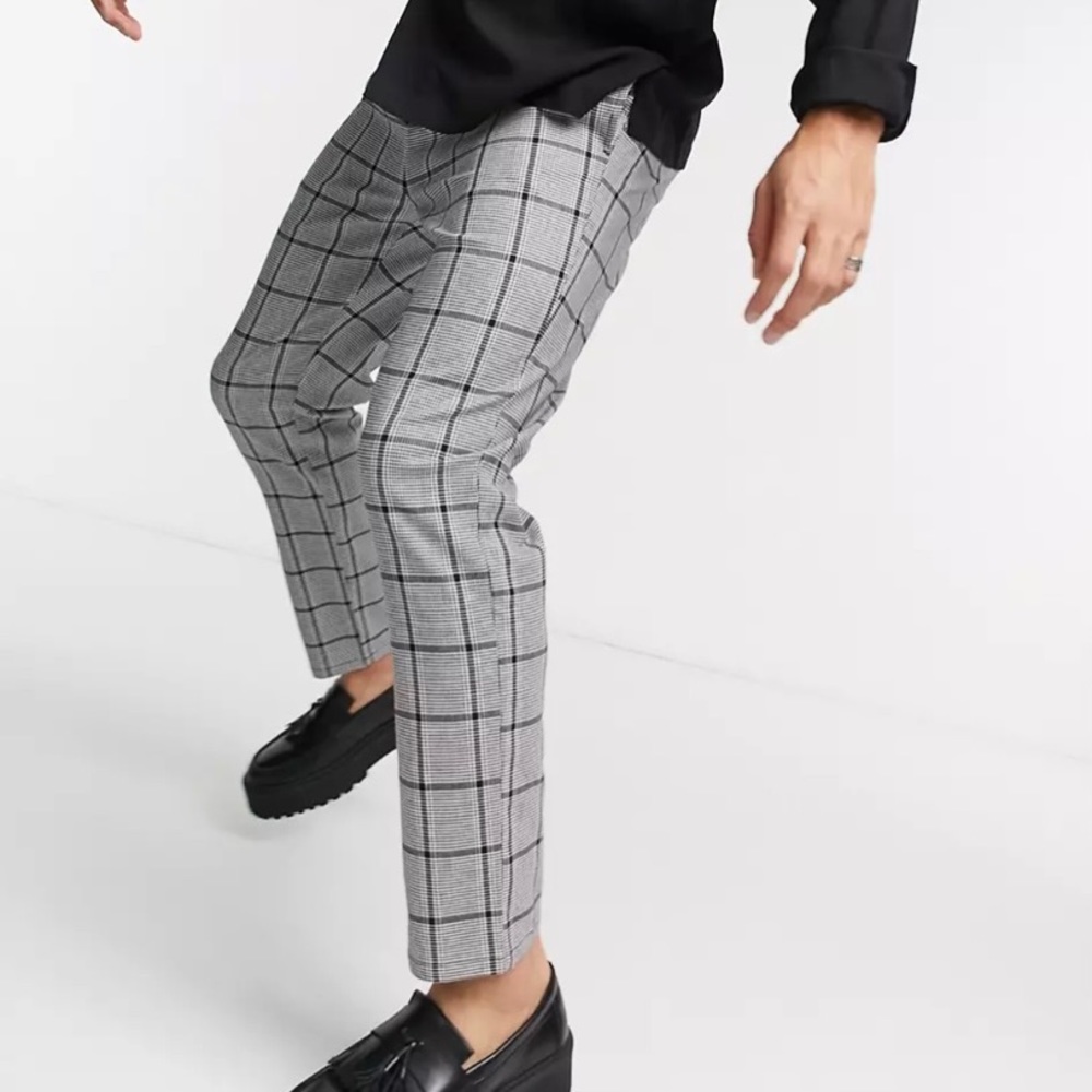 ASOS DESIGN slim ankle grazer check trousers